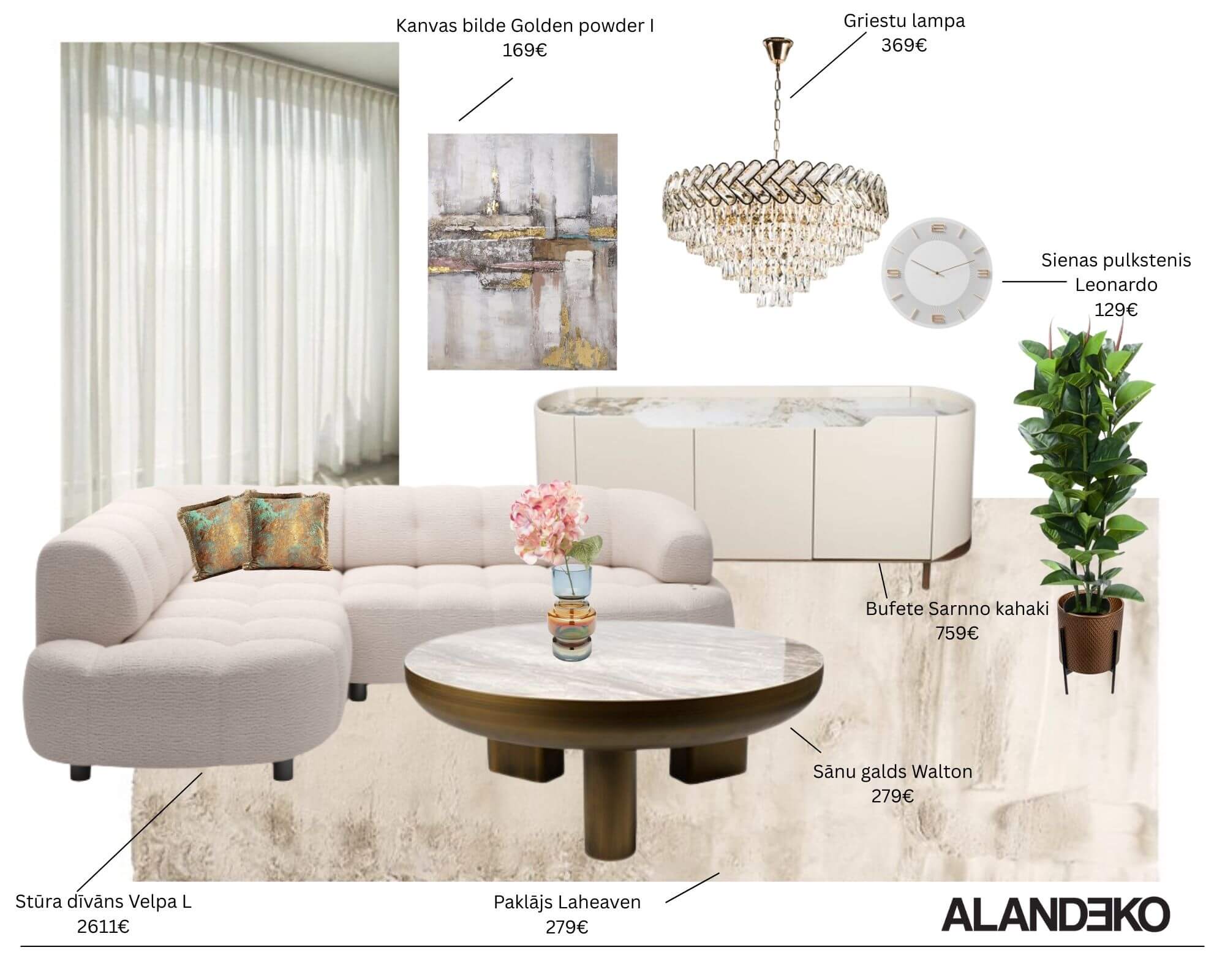 Dzīvojamās istabas noskaņu kolāža 3