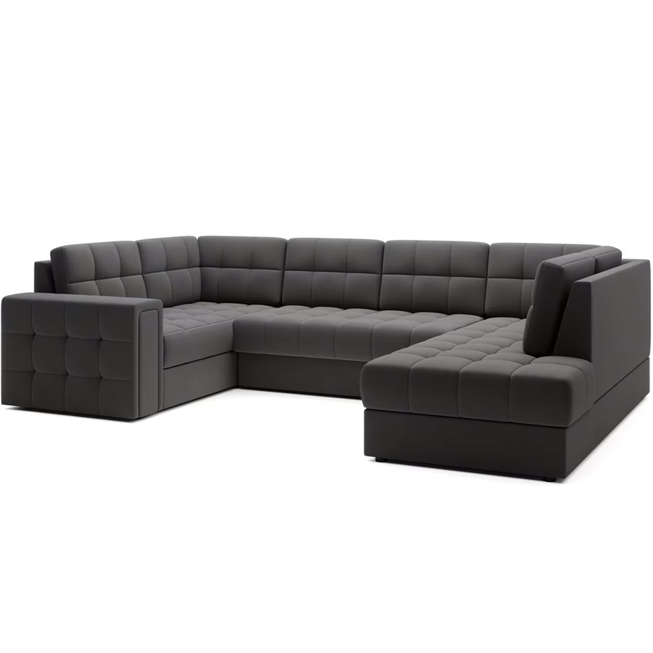 U-shaped sofa Elewett R, sleeping function, Sola 06, dark grey, H82x299x198cm