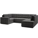 U-shaped sofa Elewett R, sleeping function, Sola 06, dark grey, H82x299x198cm