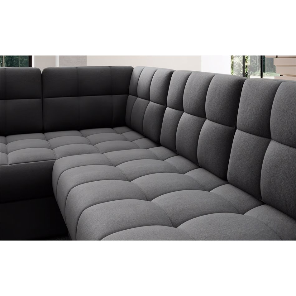 U-shaped sofa Elewett R, sleeping function, Sola 06, dark grey, H82x299x198cm