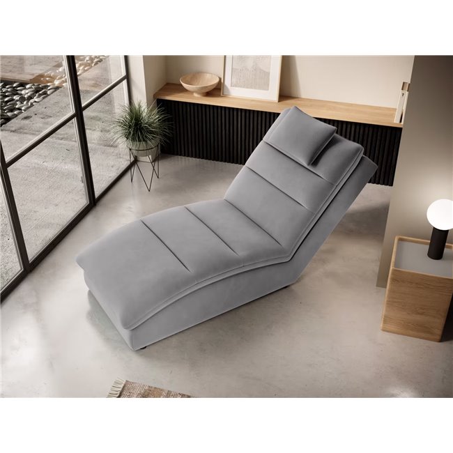 Chaise lounge chair Eltaco, Nube 03, velvet, grey, H95x85x170cm