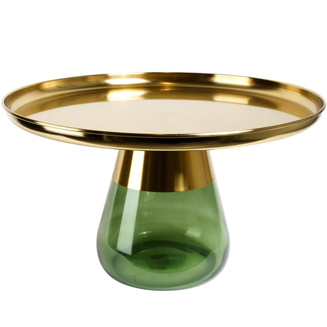 Coffee table Jell, green/golden color, metal/glass, D55cm H50cm