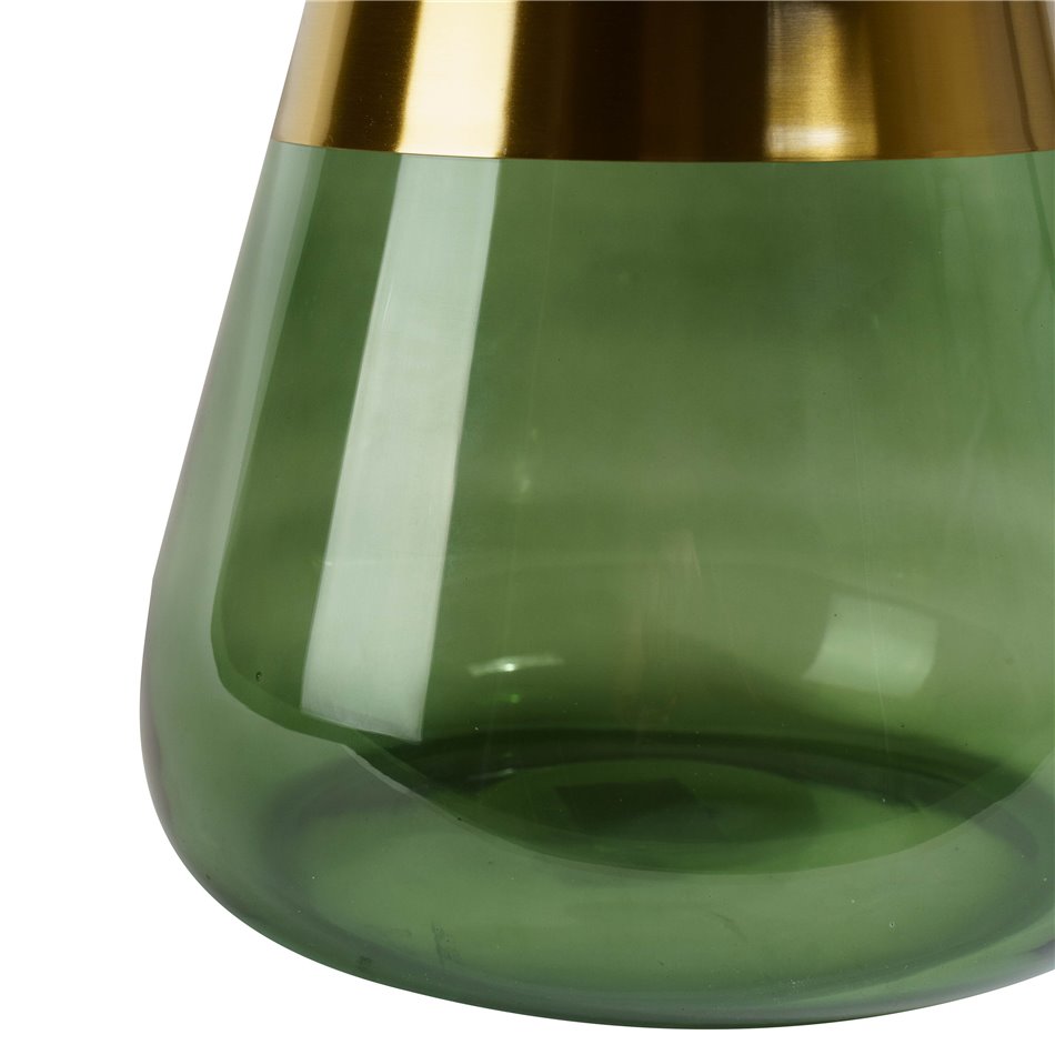 Coffee table Jell, green/golden color, metal/glass, D55cm H50cm