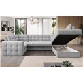 U-shaped sofa Elewett R, sleeping function, Monolith 84, velvet, grey, H82x299x198cm