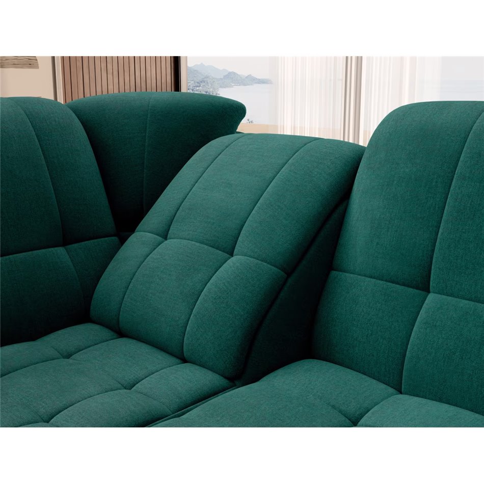Угловой диван Elsado L, раздвижной, Nube 35, бархат, темно-зелёный, H95x272x192cm
