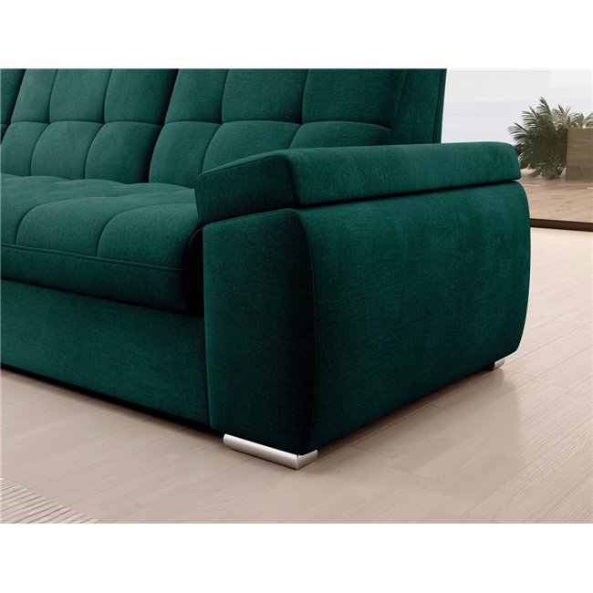 Угловой диван Elsado L, раздвижной, Nube 35, бархат, темно-зелёный, H95x272x192cm