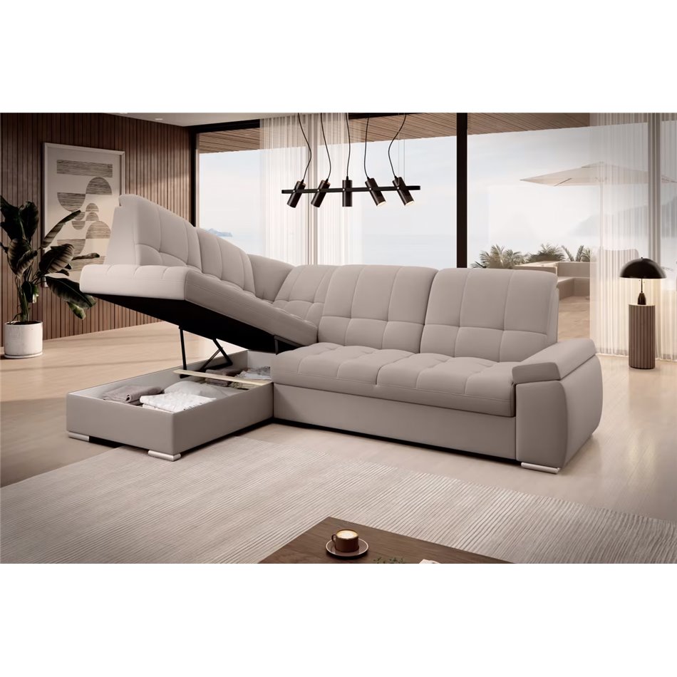 Угловой диван Elsado L, раздвижной, Sola 18, бежевый, H95x272x192cm