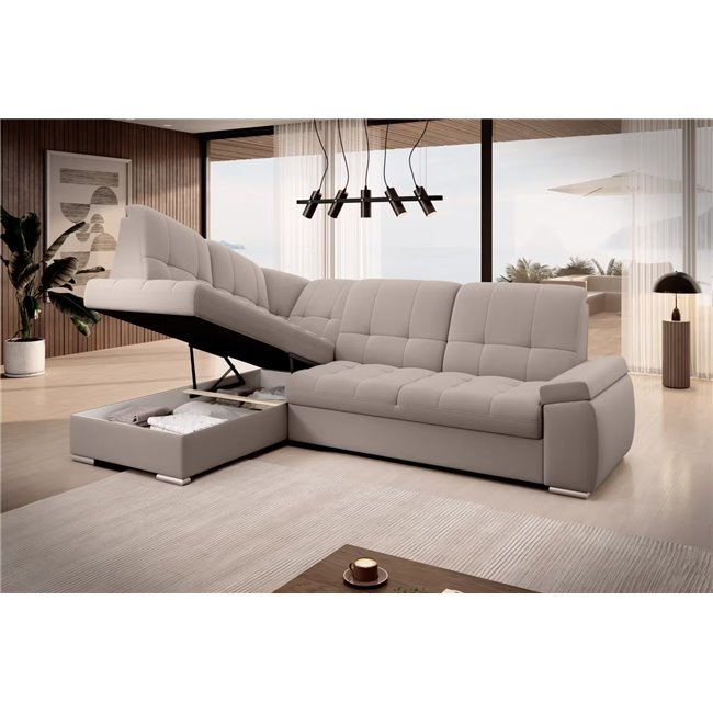 Угловой диван Elsado L, раздвижной, Sola 18, бежевый, H95x272x192cm