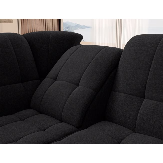 Угловой диван Elsado L, раздвижной, Flores 10, черный, H95x272x192cm