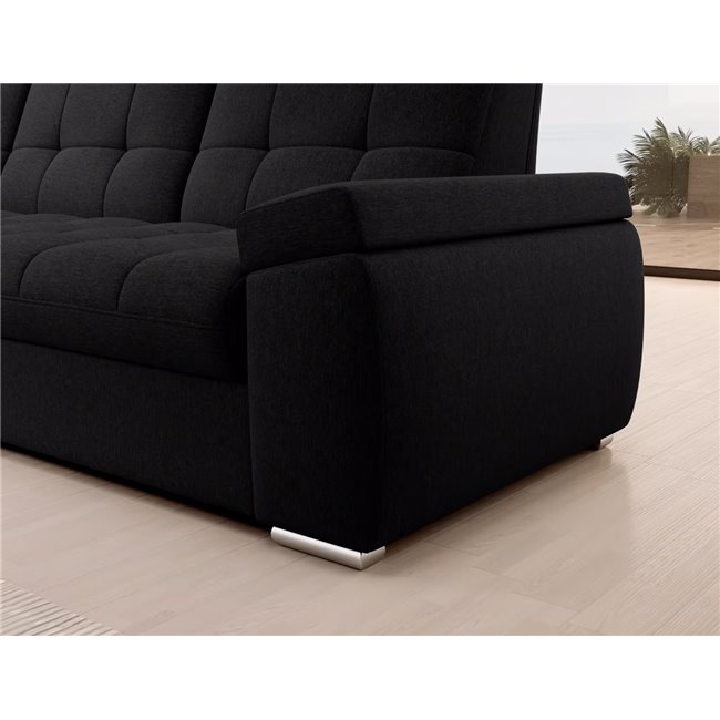 Угловой диван Elsado L, раздвижной, Flores 10, черный, H95x272x192cm