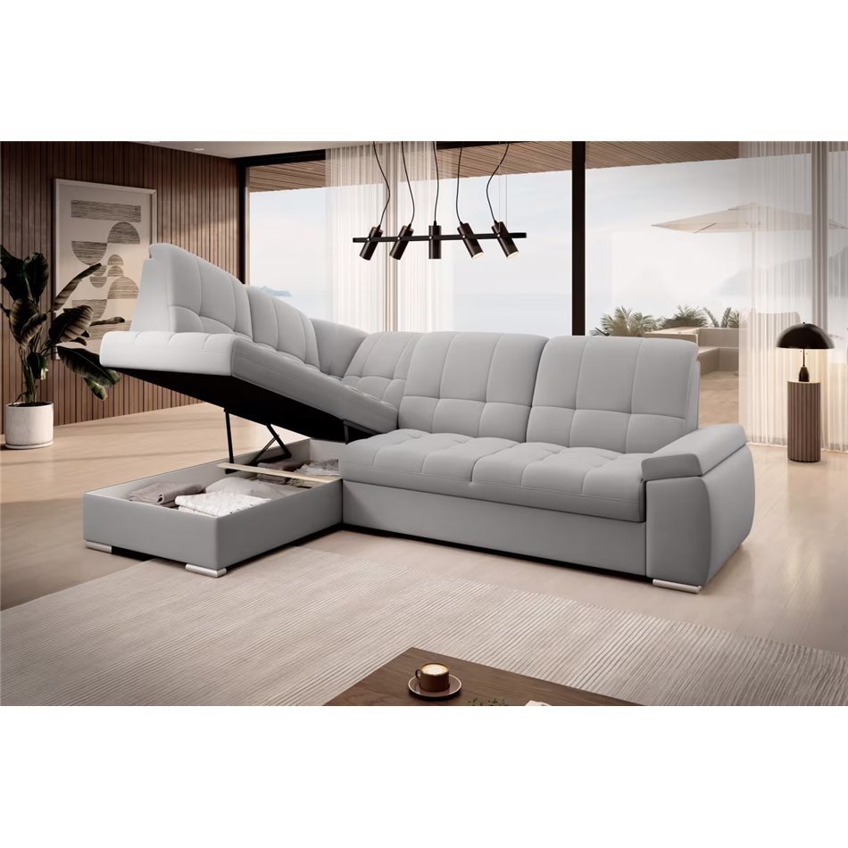 Угловой диван Elsado L, раздвижной, Sola 04, серый, H95x272x192cm