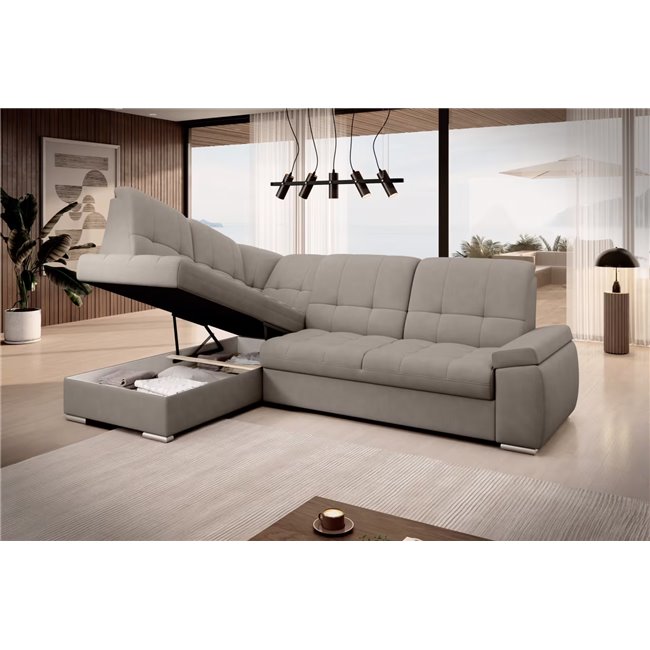 Угловой диван Elsado L, раздвижной, Poco 07, серый, H95x272x192cm