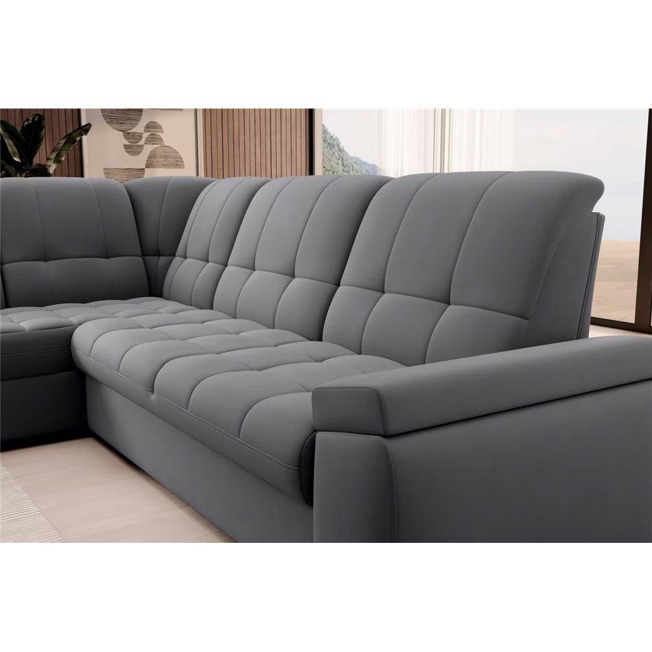 Угловой диван Elsado L, раздвижной, Sola 06, темно-серый, H95x272x192cm