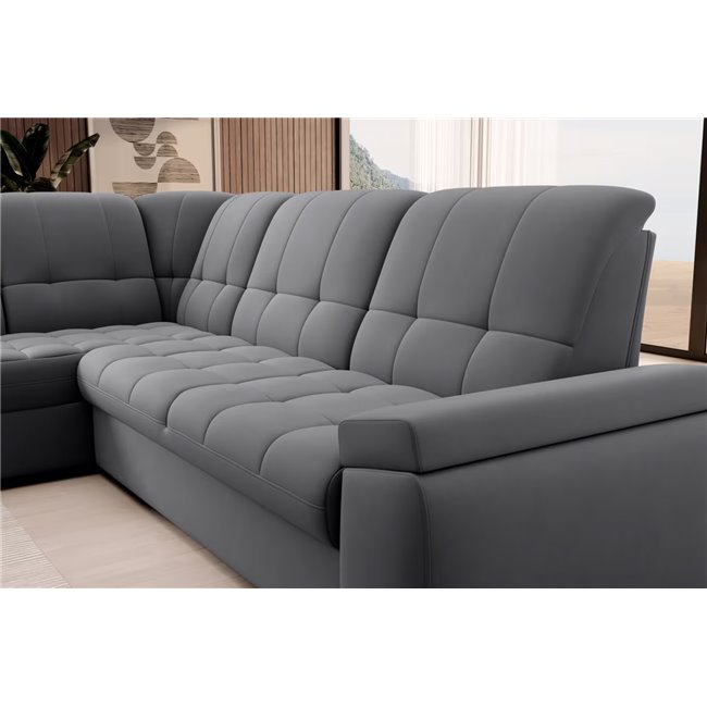 Угловой диван Elsado L, раздвижной, Sola 06, темно-серый, H95x272x192cm