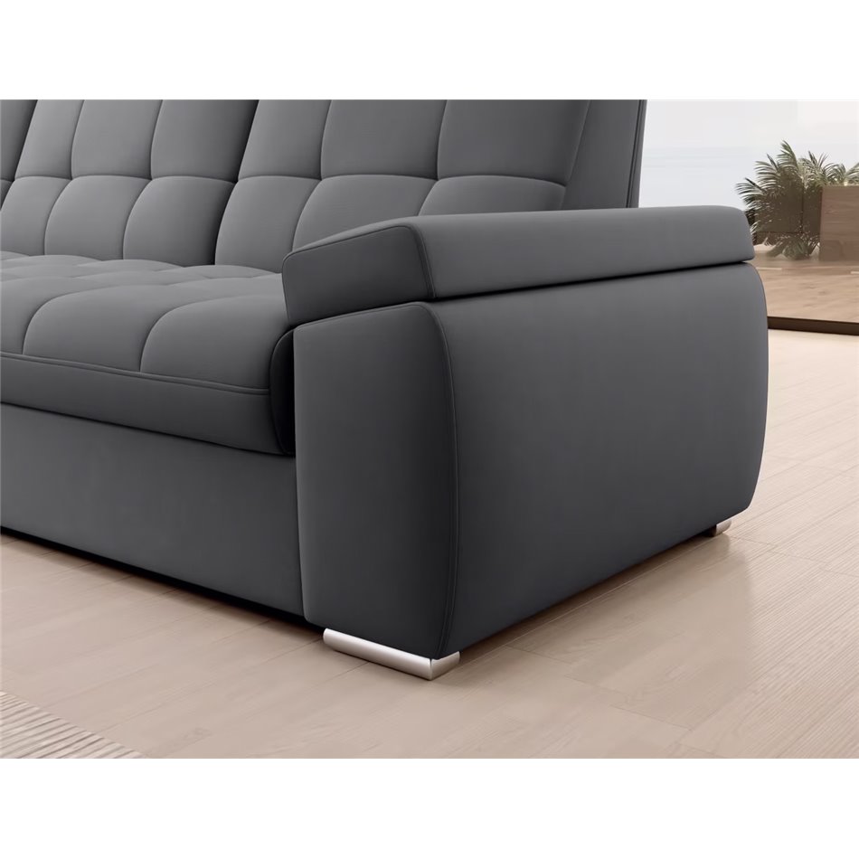 Угловой диван Elsado L, раздвижной, Sola 06, темно-серый, H95x272x192cm