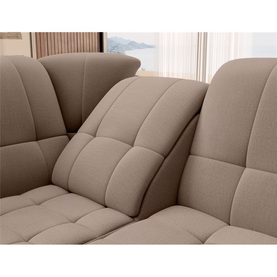 Угловой диван Elsado L, раздвижной, Nube 20, бархат, светло-коричневый, H95x272x192cm