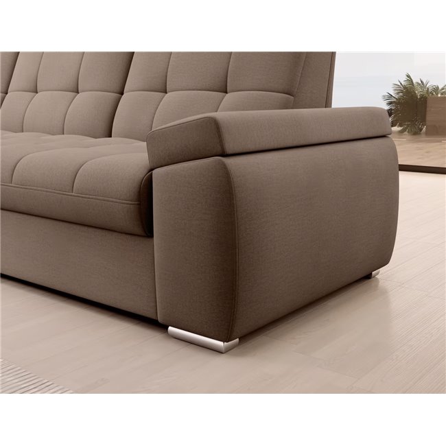 Угловой диван Elsado L, раздвижной, Nube 20, бархат, светло-коричневый, H95x272x192cm