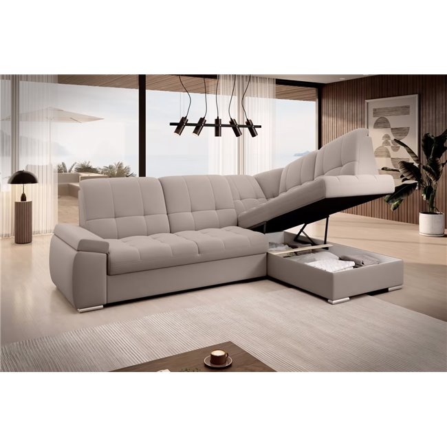 Угловой диван Elsado R, раздвижной, Sola 18, бежевый, H95x272x192cm