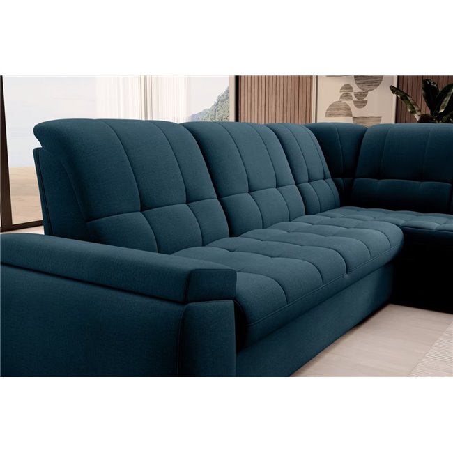 Угловой диван Elsado R, раздвижной, Nube 40, бархат, темно-синий, H95x272x192cm