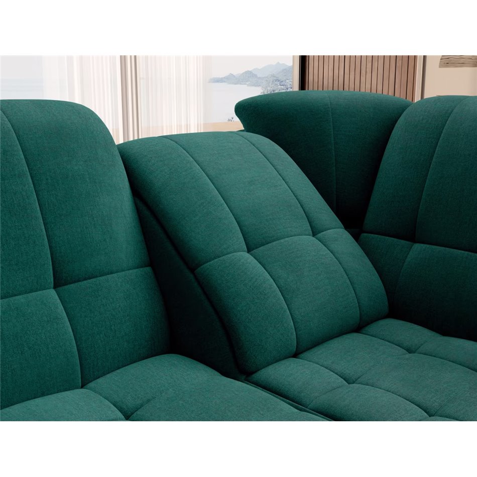 Угловой диван Elsado R, раздвижной, Nube 35, бархат, темно-зелёный, H95x272x192cm