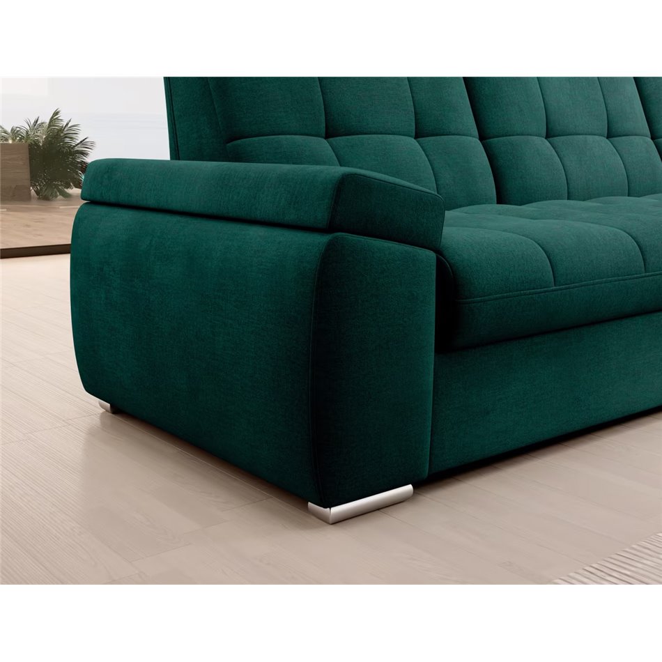 Угловой диван Elsado R, раздвижной, Nube 35, бархат, темно-зелёный, H95x272x192cm