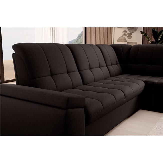Угловой диван Elsado R, раздвижной, Flores 22, темно-коричневый, H95x272x192cm