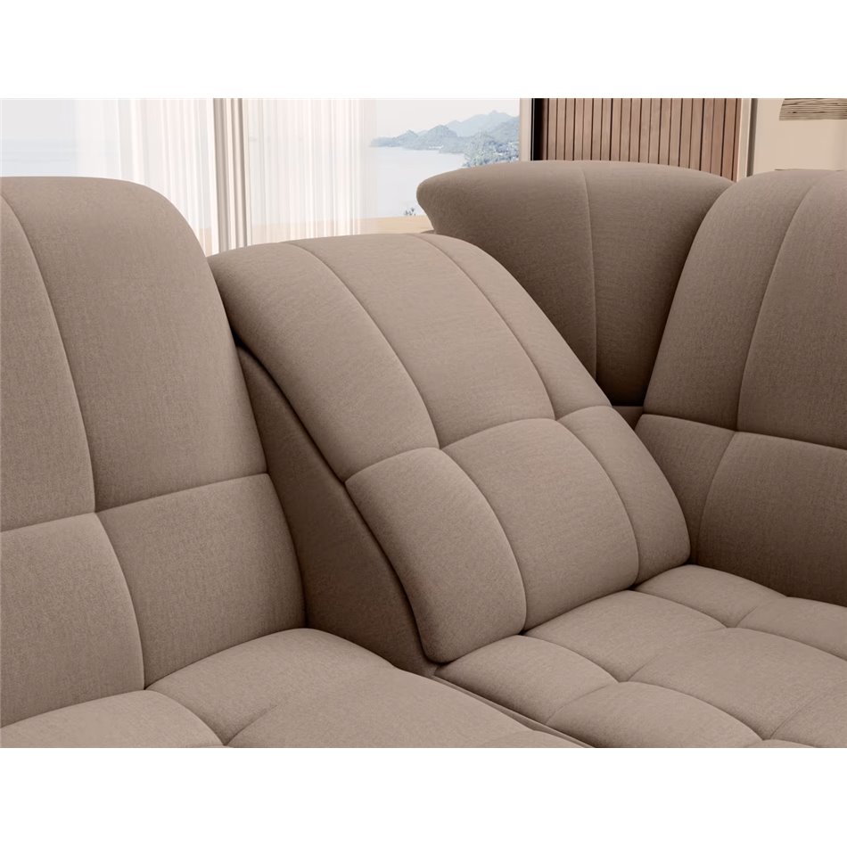 Угловой диван Elsado R, раздвижной, Nube 20, бархат, светло-коричневый, H95x272x192cm