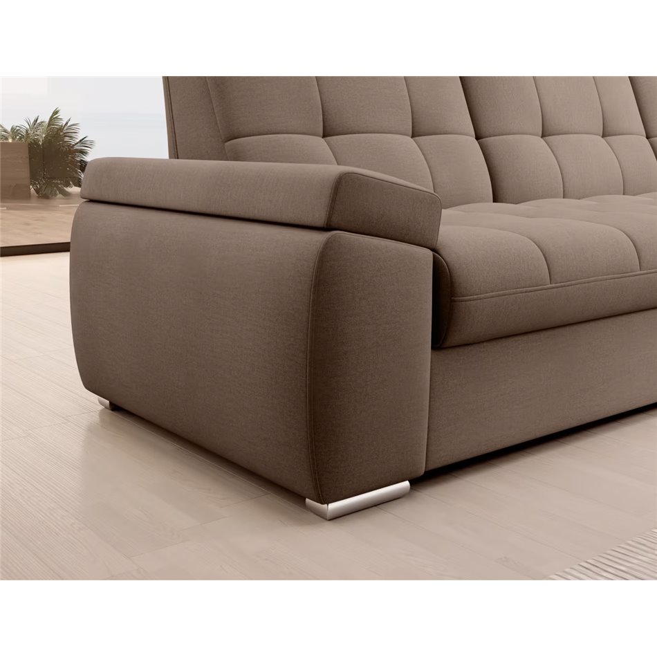 Угловой диван Elsado R, раздвижной, Nube 20, бархат, светло-коричневый, H95x272x192cm