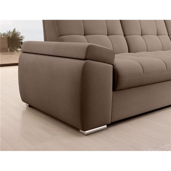 Угловой диван Elsado R, раздвижной, Nube 20, бархат, светло-коричневый, H95x272x192cm