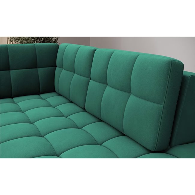 U-shaped sofa Elewett R, sleeping function, Lukso 35, velvet, green, H82x299x198cm