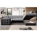 U-shaped sofa Elewett R, sleeping function, Monolith 84, Monolith 97, velvet, grey, H82x299x198cm