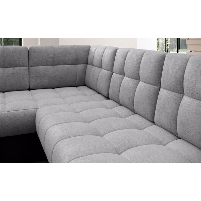 U-shaped sofa Elewett R, sleeping function, Monolith 84, Monolith 97, velvet, grey, H82x299x198cm