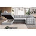 U-shaped sofa Elewett L, sleeping function, Monolith 84, velvet, grey, H82x299x198cm