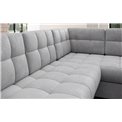U-shaped sofa Elewett L, sleeping function, Monolith 84, velvet, grey, H82x299x198cm