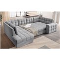 U-shaped sofa Elewett L, sleeping function, Monolith 85, velvet, grey, H82x299x198cm
