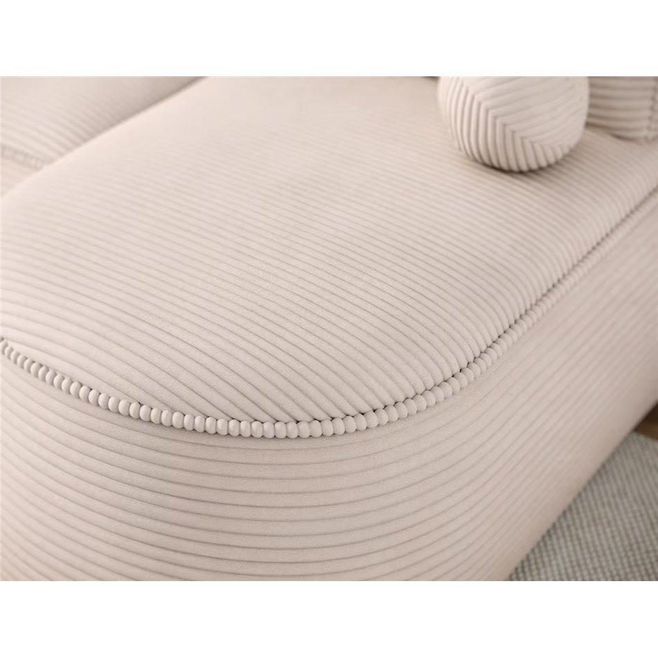 Угловой диван Elivosa L, раздвижной, Jarell 18, волнистый бархат, бежевый, H93x220x144cm