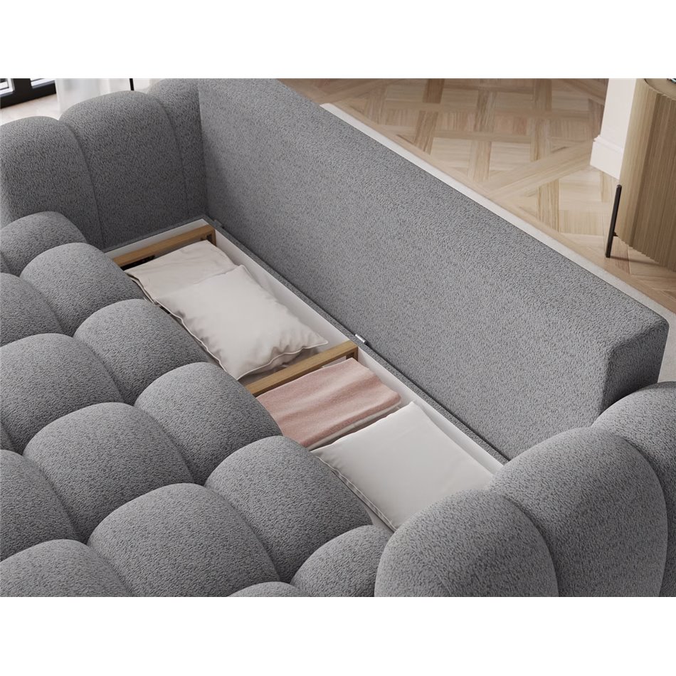 Sofa bed Elcotonn, sleeping function, Royal 04, boucle, grey, H105x256x119cm