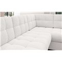 U-shaped sofa Elewett L, sleeping function, Royal 01, boucle, white, H82x299x198cm