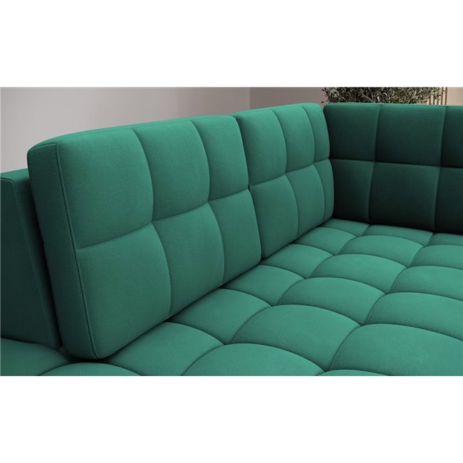 U-shaped sofa Elewett L, sleeping function, Lukso 35, velvet, green, H82x299x198cm