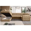 U-shaped sofa Elewett L, sleeping function, Monolith 09, velvet, light brown, H82x299x198cm