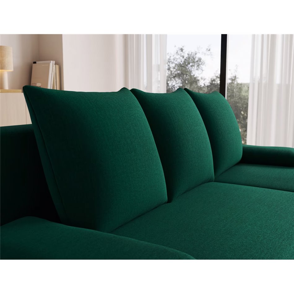 Угловой диван Elgino L/R Reversible, раздвижной, Nube 35, бархат, темно-зелёный, H90x201x143cm