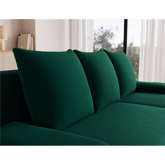 Угловой диван Elgino L/R Reversible, раздвижной, Nube 35, бархат, темно-зелёный, H90x201x143cm