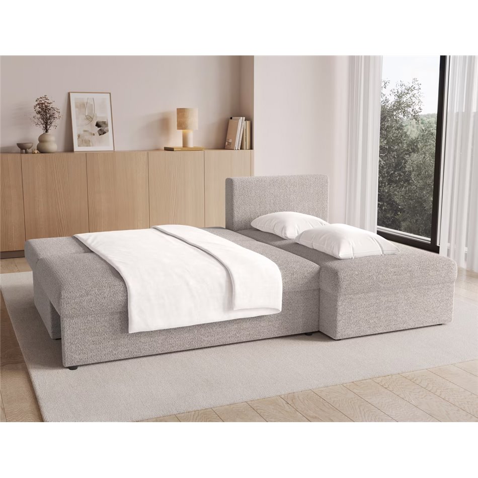 Угловой диван Elgino L/R Reversible, раздвижной, Royal 18, букле, бежевый, H90x201x143cm