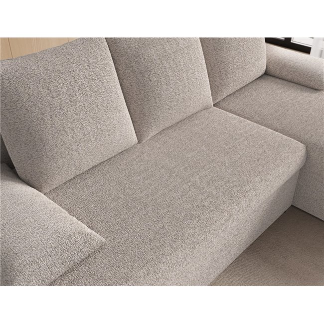 Угловой диван Elgino L/R Reversible, раздвижной, Royal 18, букле, бежевый, H90x201x143cm