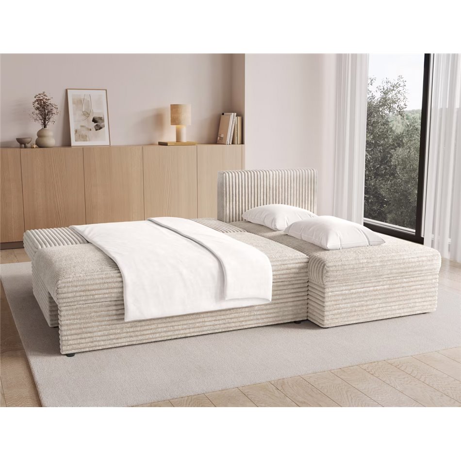 Угловой диван Elgino L/R Reversible, раздвижной, Modullo 18, бежевый, H90x201x143cm