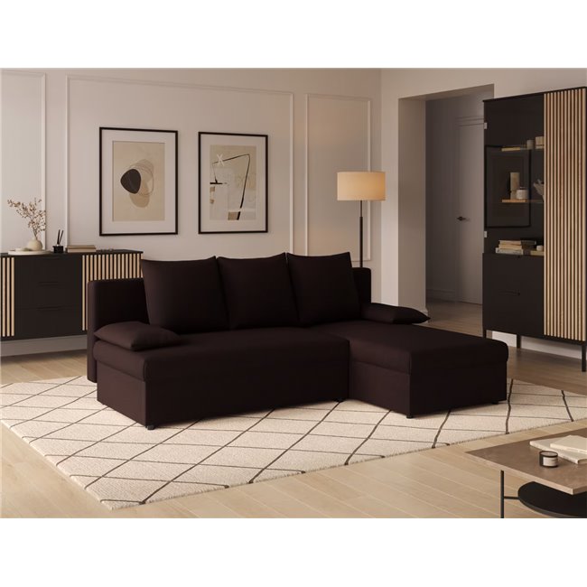 Угловой диван Elgino L/R Reversible, раздвижной, Sawana 26, коричневый, H90x201x143cm