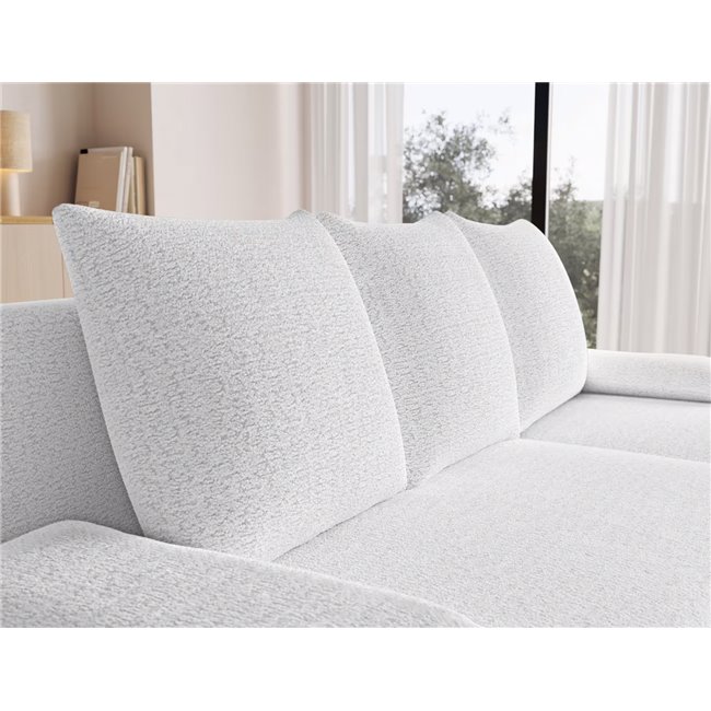 Угловой диван Elgino L/R Reversible, раздвижной, Royal 01, букле, белый, H90x201x143cm