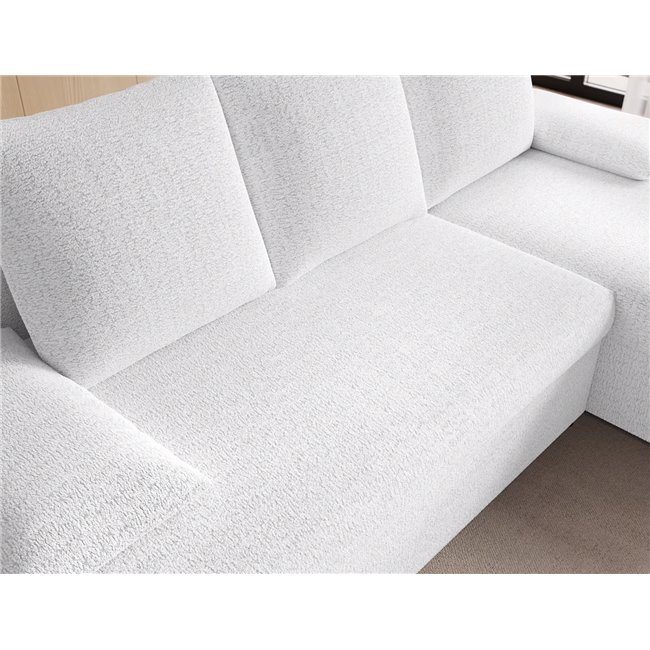 Угловой диван Elgino L/R Reversible, раздвижной, Royal 01, букле, белый, H90x201x143cm