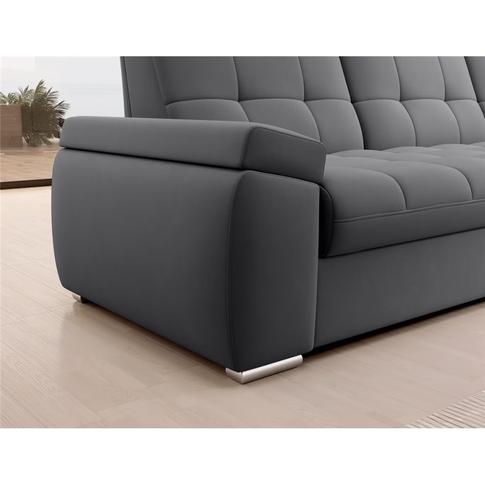 Угловой диван Elsado R, раздвижной, Sola 06, темно-серый, H95x272x192cm