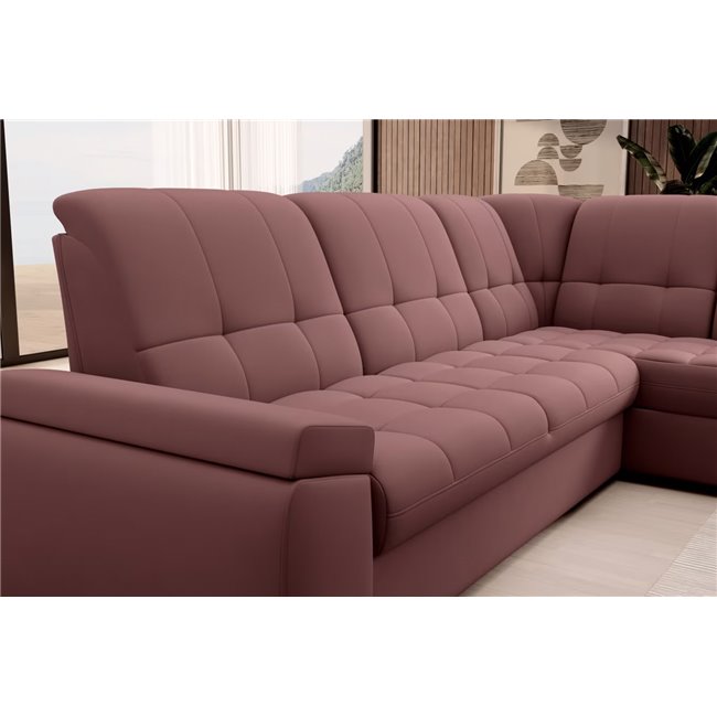 Угловой диван Elsado R, раздвижной, Velvetmat 24, бархат, розовый, H95x272x192cm